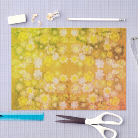 Retro Bloemen Abstracte Zoute Waterverf Patroon Tissuepapier (Craft)