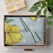 Retro bloemen achtergrond geel blauw Decoupage Tissuepapier (Geschenk)