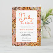 Retro bloemen baby shower uitnodiging (Staand voorkant)