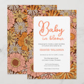 Retro bloemen baby shower uitnodiging (Voorkant / Achterkant)