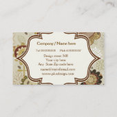 Retro bloemen beige bruin bloemenpatroon monogram visitekaartje (Achterkant)