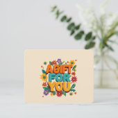 Retro bloemen beige cadeaubon (Staand voorkant)