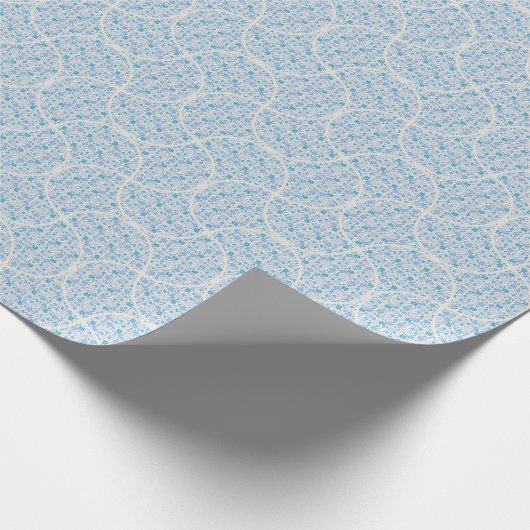 Retro Bloemen Berry Blues Art Deco Fans Cadeaupapier (Hoek)