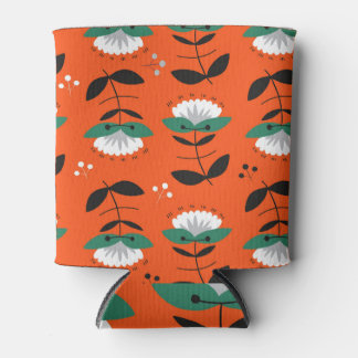 Retro bloemen, bladeren: naadloos patroon. blikjeskoeler