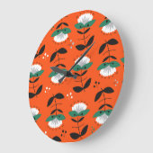 Retro bloemen, bladeren: naadloos patroon. grote klok (Hoek)