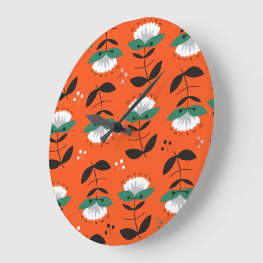 Retro bloemen, bladeren: naadloos patroon. grote klok (Hoek)