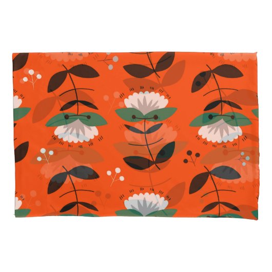 Retro bloemen, bladeren: naadloos patroon. kussensloop (Voorkant)