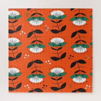 Retro bloemen, bladeren: naadloos patroon. legpuzzel