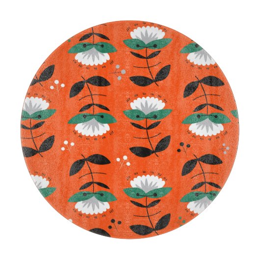 Retro bloemen, bladeren: naadloos patroon. snijplank (Voorkant)