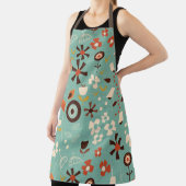 Retro Bloemen Blauw- midden eeuw Bloemen Schort (Insitu)