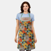 Retro Bloemen Blauwgroen Goud Rood Schort (Gedragen)