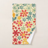 Retro, bloemen, bloempatroon bad handdoek (Handdoek)