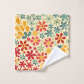 Retro, bloemen, bloempatroon bad handdoek (Wasdoekje)