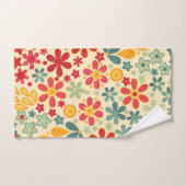 Retro, bloemen, bloempatroon bad handdoek (Handdoek)
