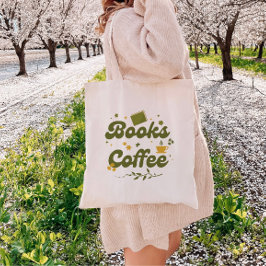 Retro Bloemen Boeken & Koffie Boekenliefhebber Tote Bag