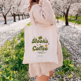 Retro Bloemen 'Boeken & Koffie' Gepersonaliseerde  Tote Bag