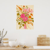 Retro Bloemen Boeket Art Print (Keuken)