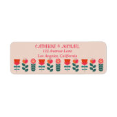 Retro Bloemen Boho Helder en Bold Bruiloft Etiket (Voorkant)