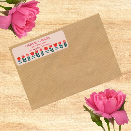 Retro Bloemen Boho Helder en Bold Bruiloft Etiket