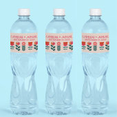 Retro Bloemen Boho Helder en Bold Bruiloft Waterfles Etiket