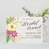 Retro Bloemen Bruidsdouche Uitnodiging (Staand voorkant)