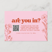 Retro Bloemen Bruiloft QR Code RSVP Details Informatiekaartje (Voorkant)