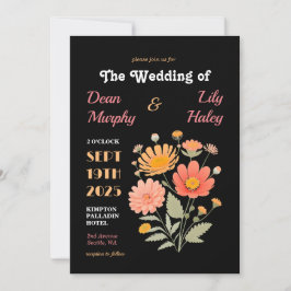 Retro bloemen bruiloftsinvatie kaart