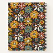 Retro Bloemen Bruin Goud Blauwgroen Gepersonalisee Notitieboek (Achterkant)