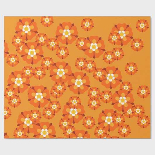 Retro Bloemen Cadeauverpakking Cadeaupapier (Vlak)