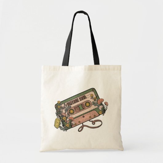 Retro Bloemen Cassettebandje Tote Bag (Voorkant)