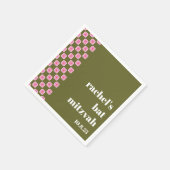 Retro Bloemen Checkerboard Roze Groene Vleermuis M Servet (Hoek)