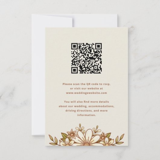 Retro Bloemen | Combo QR Code en Traditioneel RSVP Kaartje (Achterkant)