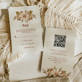 Retro Bloemen | Combo QR Code en Traditioneel RSVP Kaartje