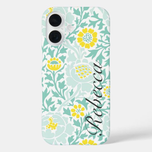 Retro Bloemen Damast met Aangepaste Naam Case-Mate iPhone Case (Achterkant)