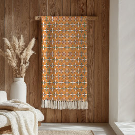 Retro Bloemen Deken Bruin Terracotta Stijl