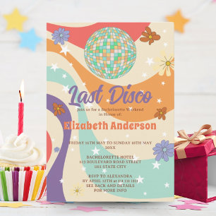 Retro Bloemen Disco Bachelorette Weekend Feest Kaart