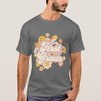 Retro Bloemen Eerste 1e Jaarleerkracht Cadeau Idee T-shirt