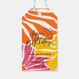  Retro Bloemen Elegante & Kleurrijke Verjaardag Cadeaulabel