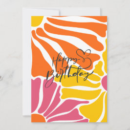  Retro Bloemen Elegante & Kleurrijke Verjaardag Kaart