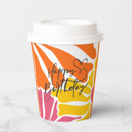  Retro Bloemen Elegante & Kleurrijke Verjaardag Papieren Bekers