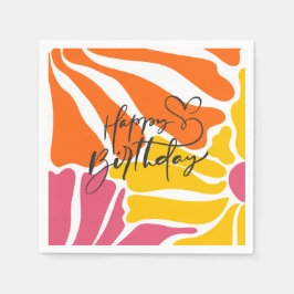  Retro Bloemen Elegante & Kleurrijke Verjaardag Servet