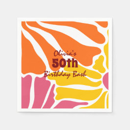  Retro Bloemen Elegante & Kleurrijke Verjaardag Servet