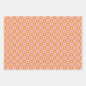 Retro Bloemen en dambord Roze Sinaasappel Groen Inpakpapier Vel (Voorkant 3)