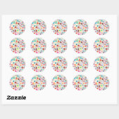 Retro Bloemen Envelop Seal Ronde Sticker (Vel)