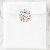 Retro Bloemen Envelop Seal Ronde Sticker (Tas)