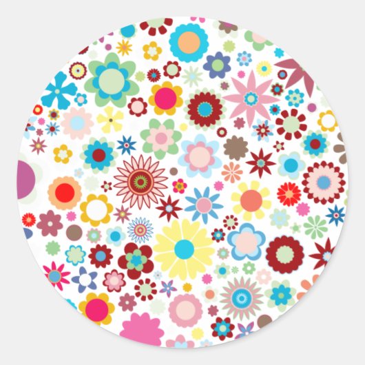 Retro Bloemen Envelop Seal Ronde Sticker (Voorkant)