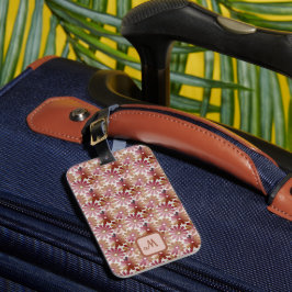 Retro bloemen esthetisch - monogram bagagelabel