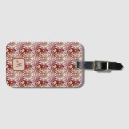 Retro bloemen esthetisch - monogram bagagelabel