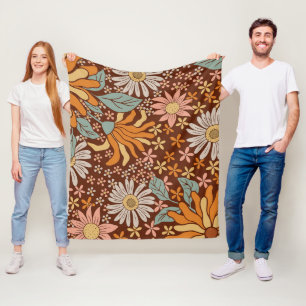 Retro' bloemen fleece deken