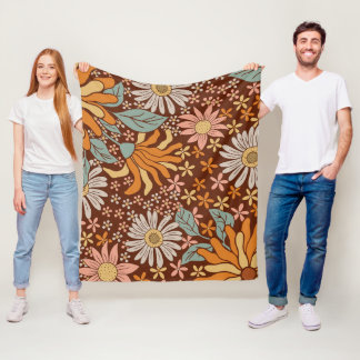 Retro' bloemen fleece deken